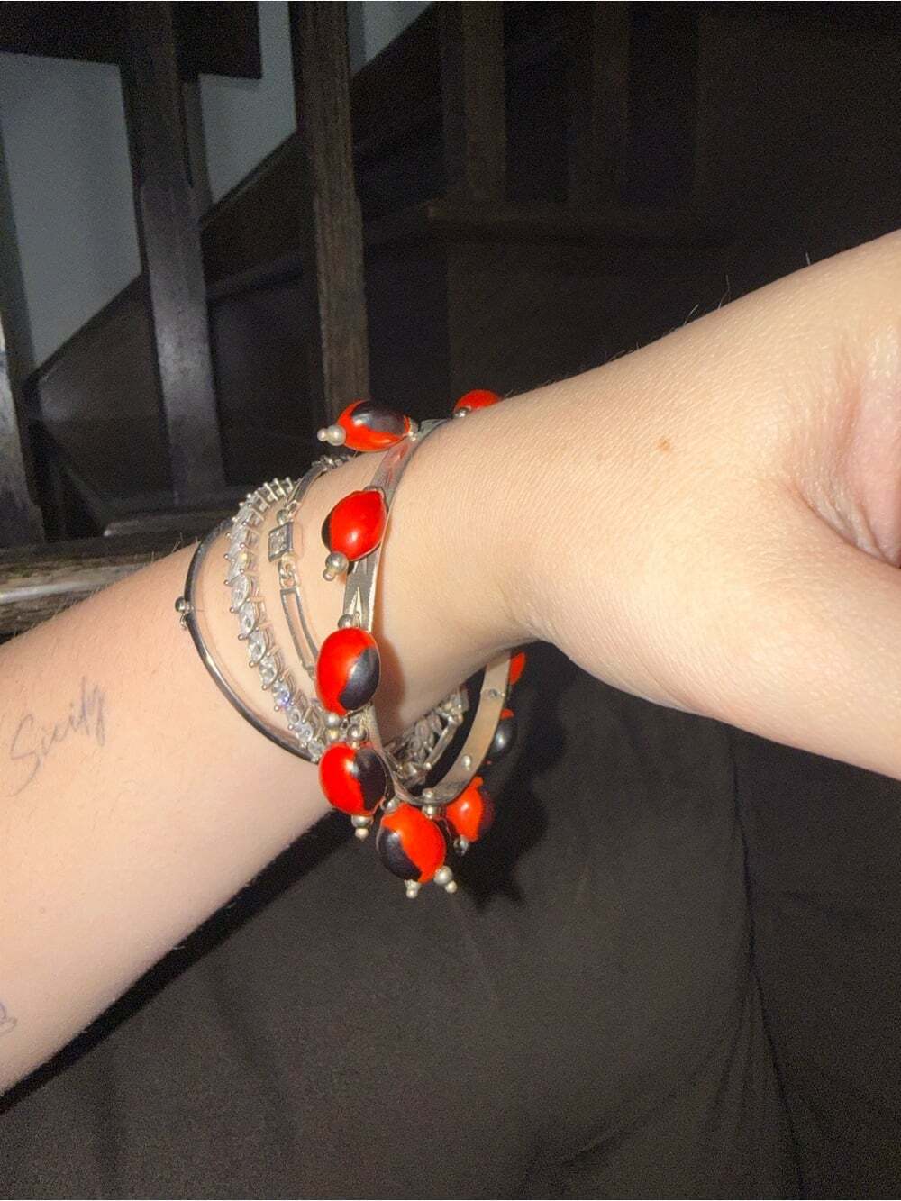 Sterling Silver 925 Red Beaded Bracelet